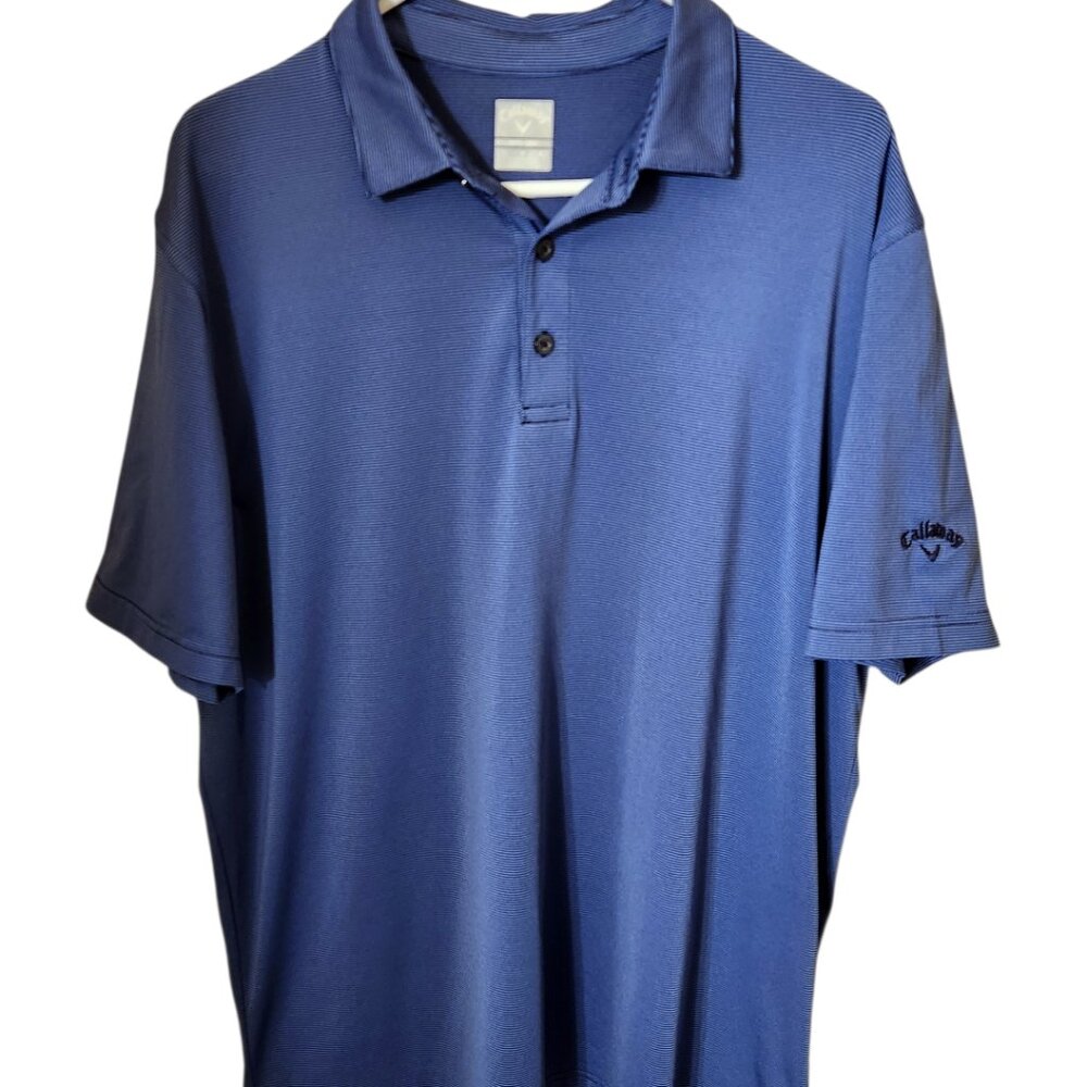 Callaway Opti Dri Golf Polo Shirt Mens Size Large Dark Blue Black Micro Striped
